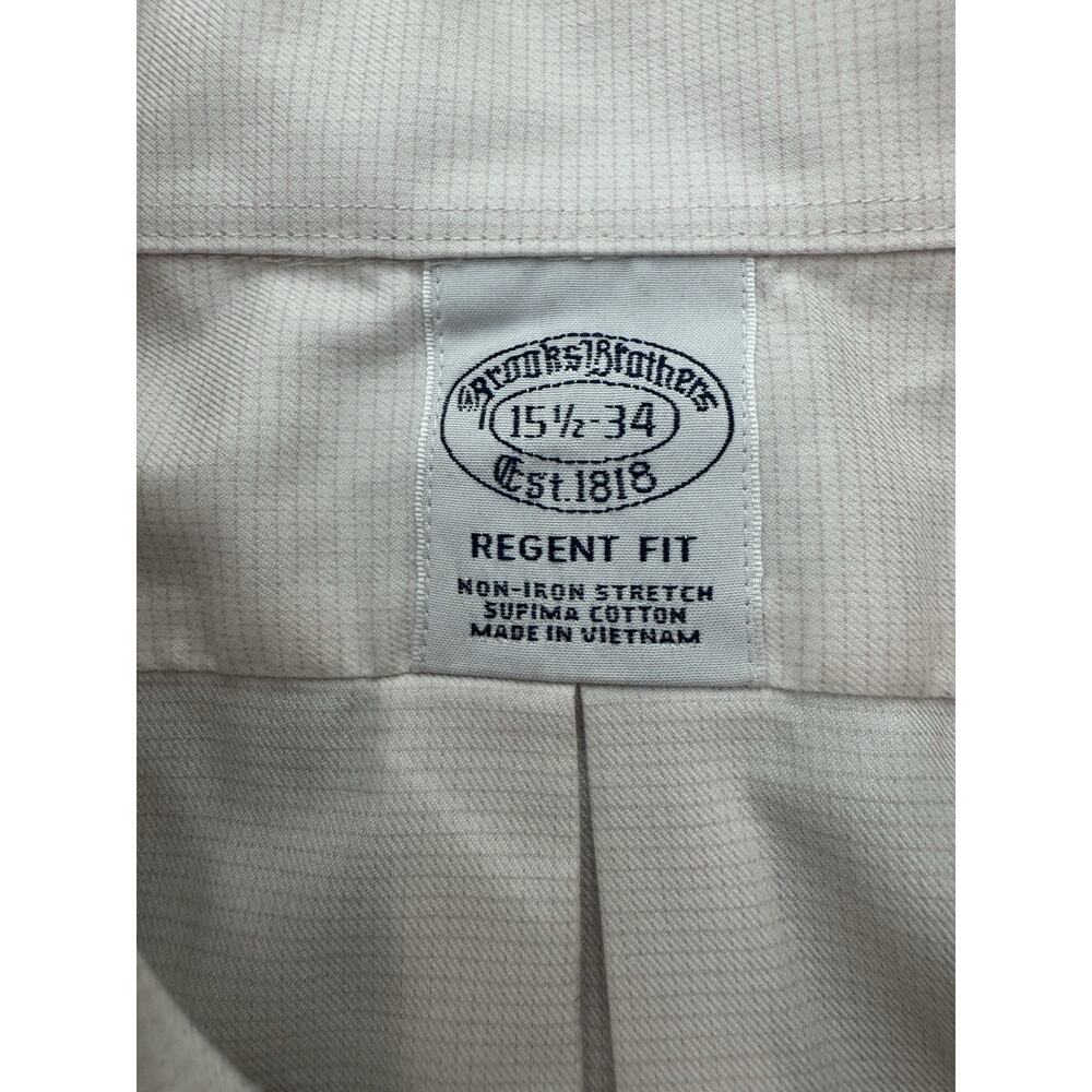 Brooks Brothers Regent Fit Dress Shirt Mens 15.5 Off White Pink Micro Check - Picture 11 of 12